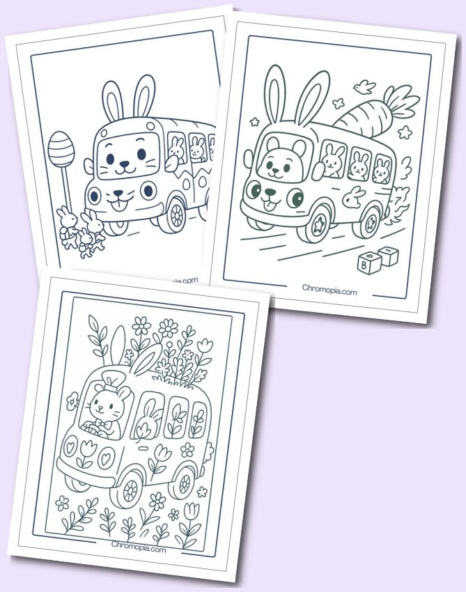 Bus Bunny Cartoon Coloring Pages