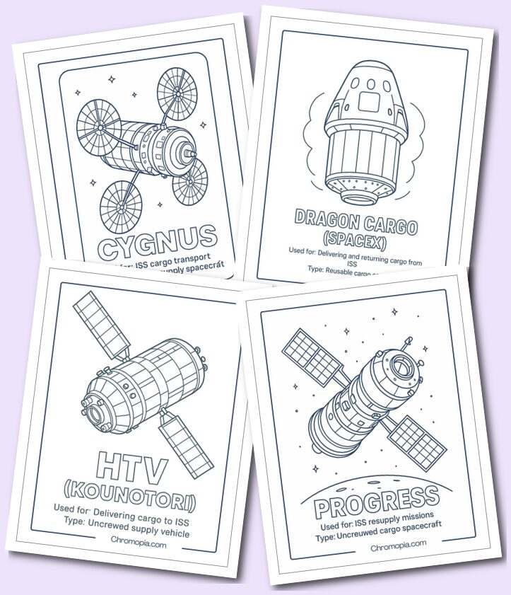 Cargo & Resupply Spacecraft coloring pages