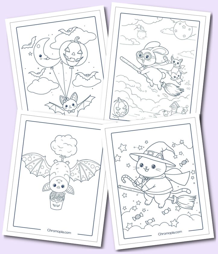 Cartoon, Easy, Funny Cute Halloween Coloring Pages for Kids and Toddlers