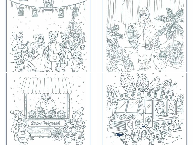 Cartoon Winter Wonderland Coloring Pages