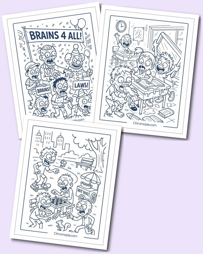 Cartoon Zombies Coloring Pages