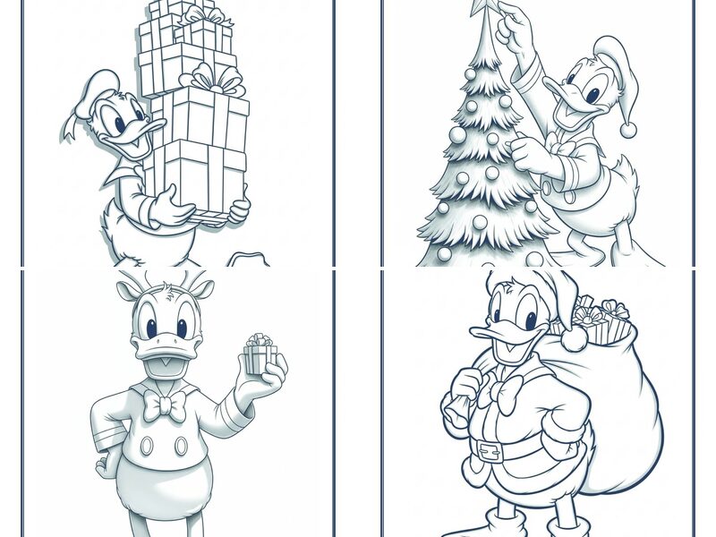 Christmas Donald Duck Coloring Pages