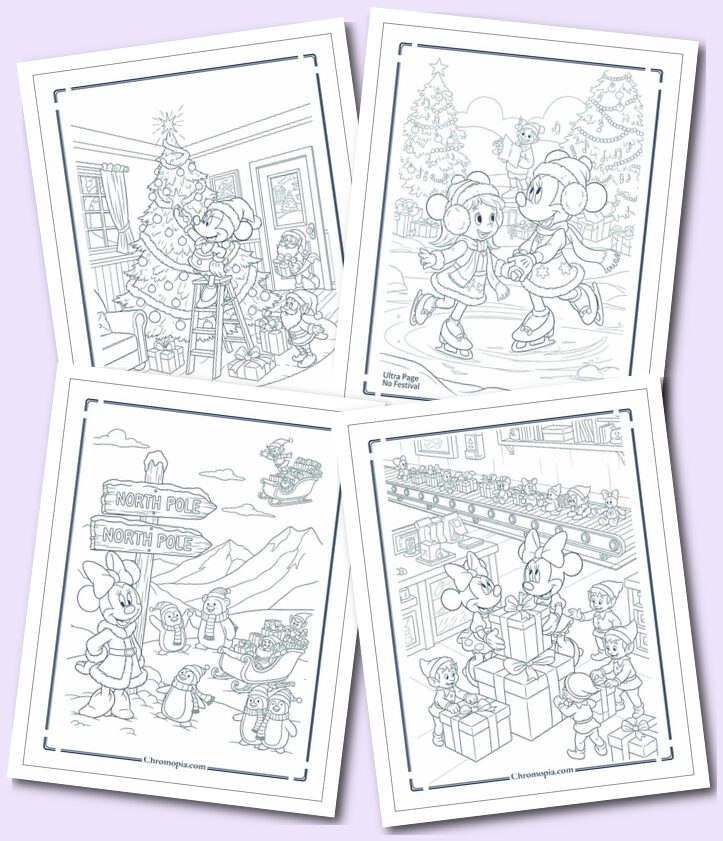 Christmas Minnie Mouse Coloring Pages