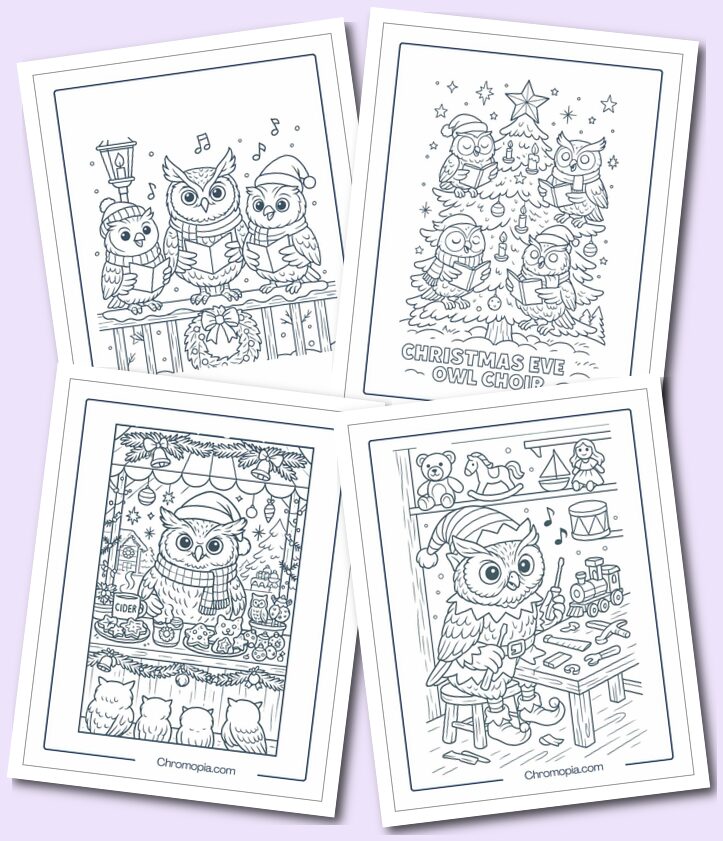 Christmas Owl Coloring Pages