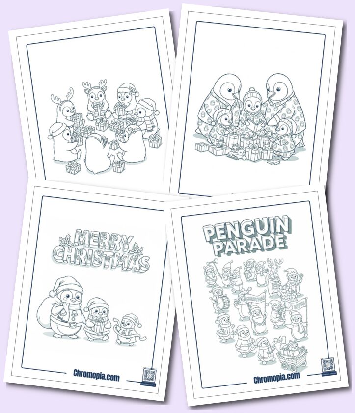 Christmas Penguin Coloring Pages