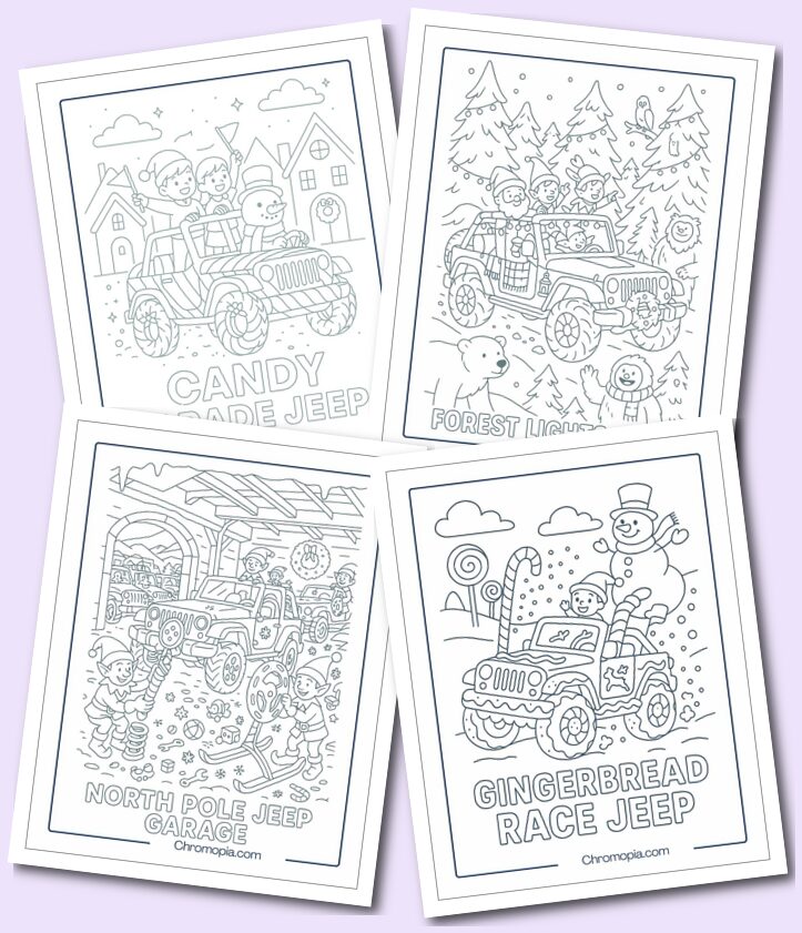 Christmas Themed Jeep Coloring Pages