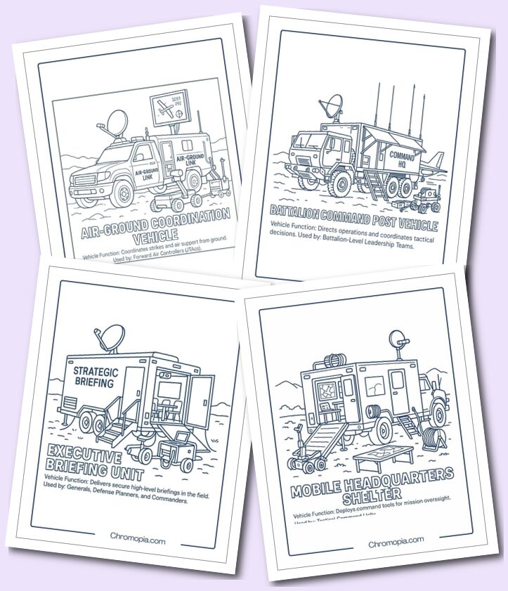 Command & Control Vehicles – Army Vehicles Coloring Pages