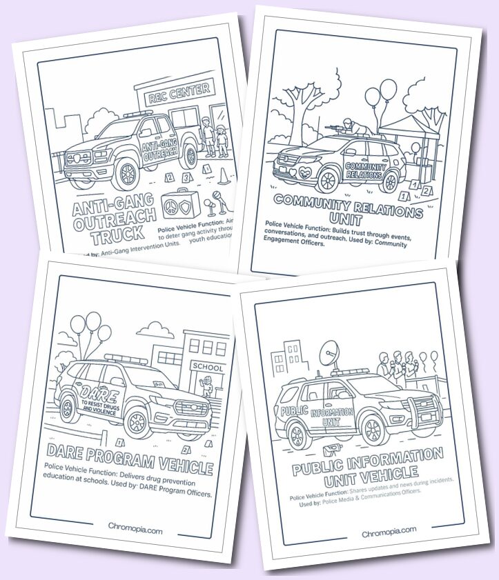 Community & School Engagement – Police Vehicle Coloring Pages