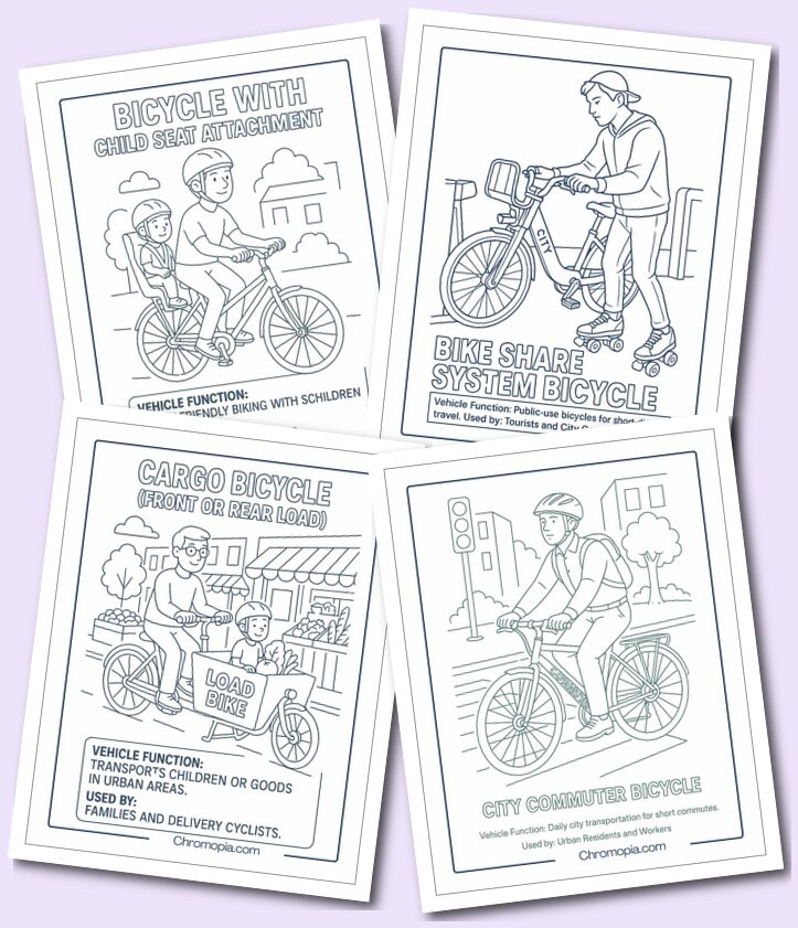 Commuter & Urban Transport Bicycles – Bicycle Coloring Pages
