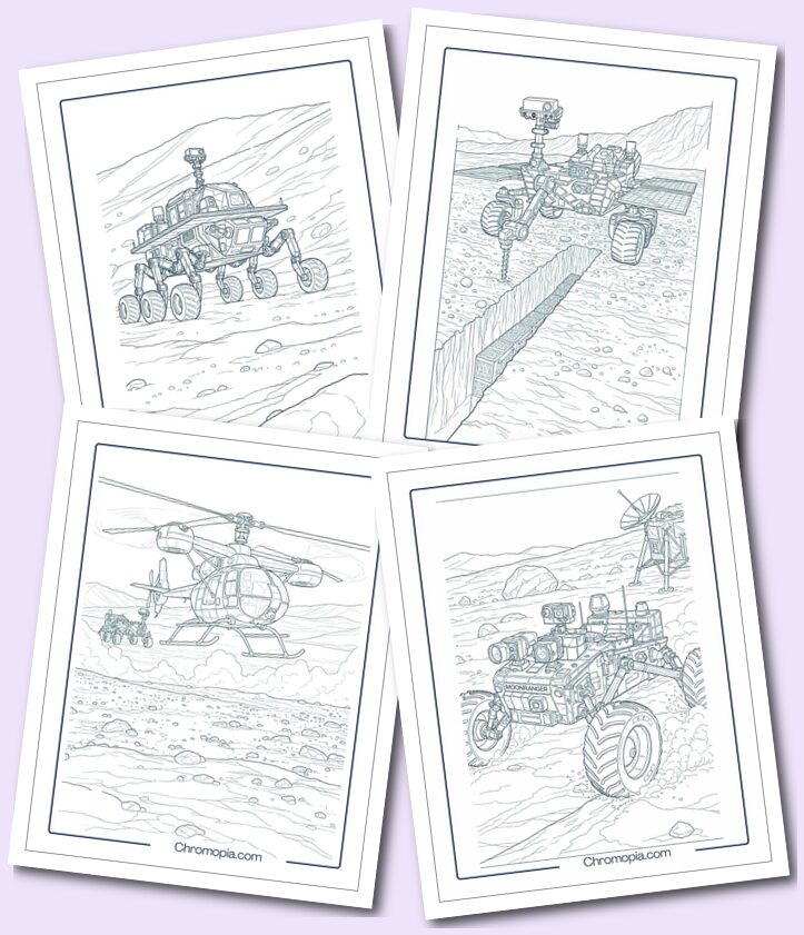 Concept & Experimental Planetary Rovers coloring pages