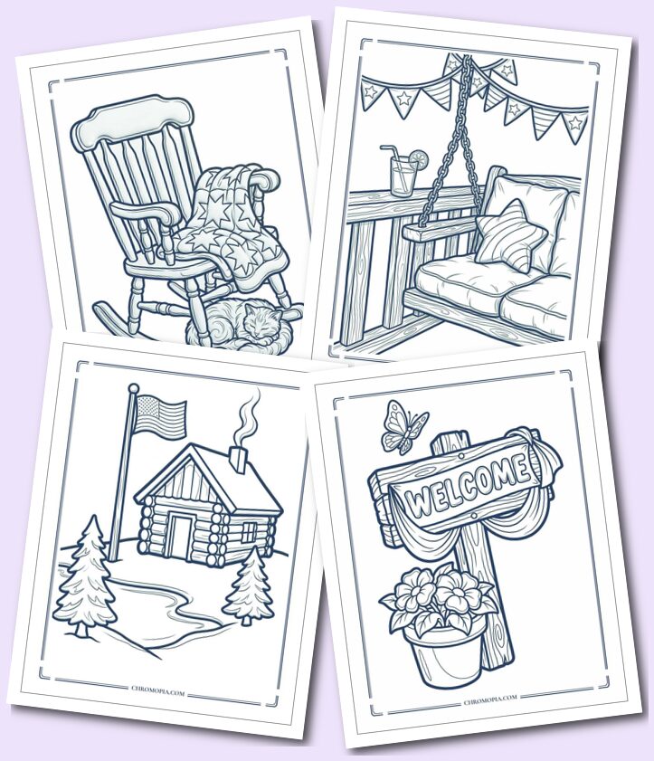 Cozy Americana 4th of July Coloring Pages