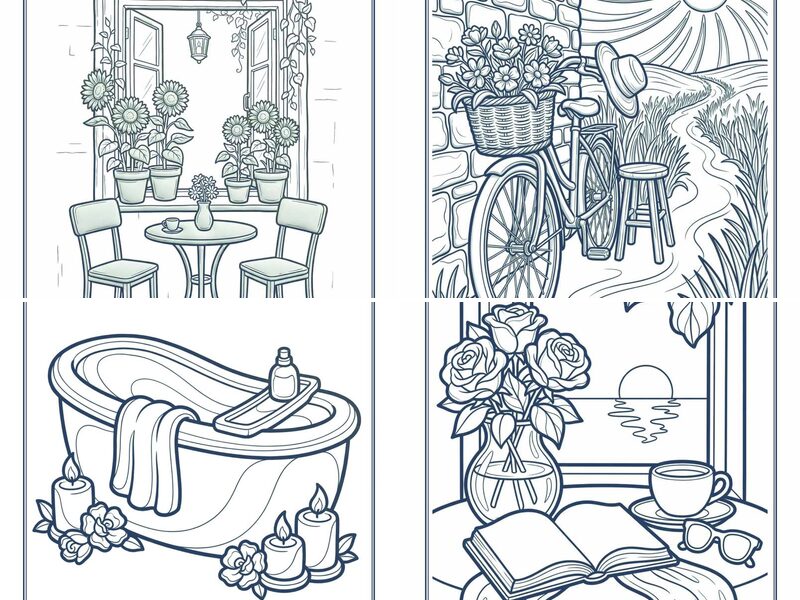 Cozy Summer Morning Coloring Pages