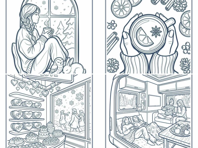 Cozy Winter Home Coloring Pages