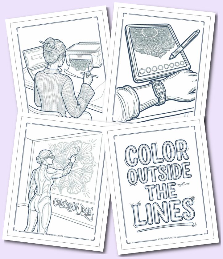 Creative National Coloring Book Day Word Art Coloring Pages