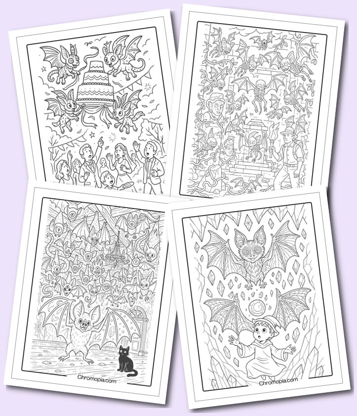 Creative settings Bat Coloring Page