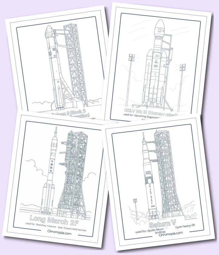 Crew Launch Rockets (Human Spaceflight) Rocket Coloring Pages