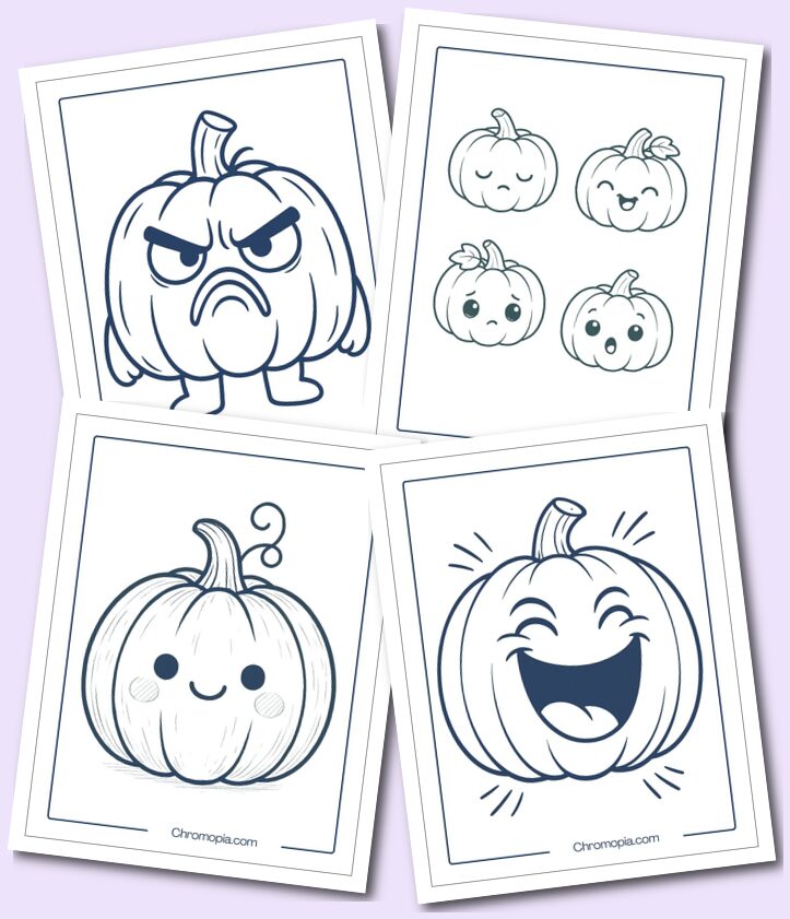Cute and fun simple pumpkins Coloring pages for kids and teens
