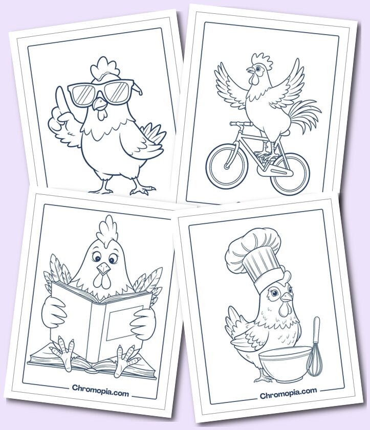 Cute and Funny Chicken Coloring Pages