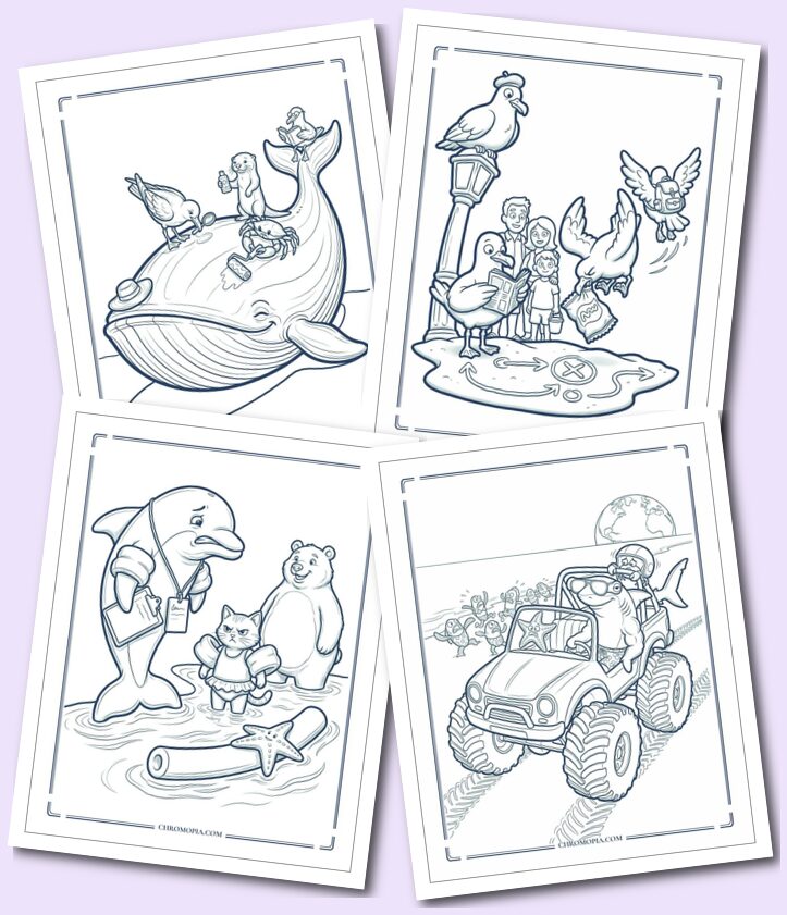 Cute Beach Animals Coloring Pages
