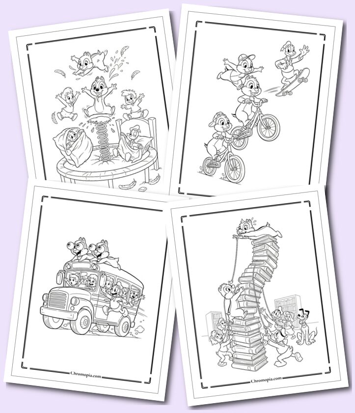 Cute Disney Chip and Dale Coloring Pages