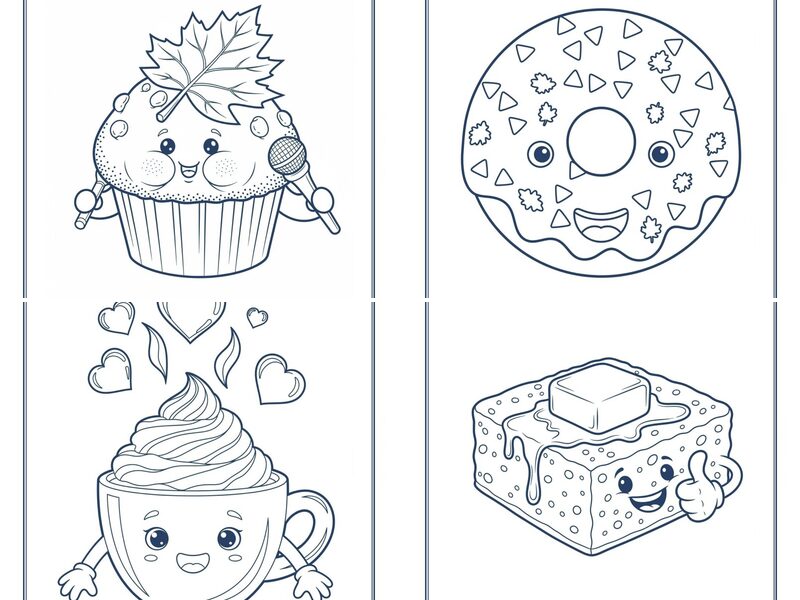 Cute Fall Foods and Treats Coloring Pages
