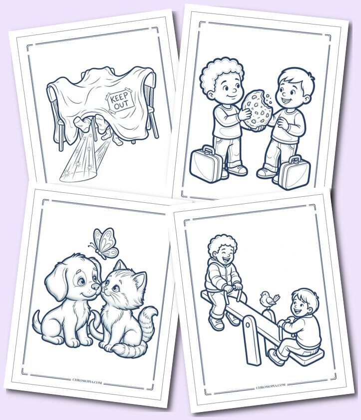 Cute Friendship Day Coloring Pages for Kids