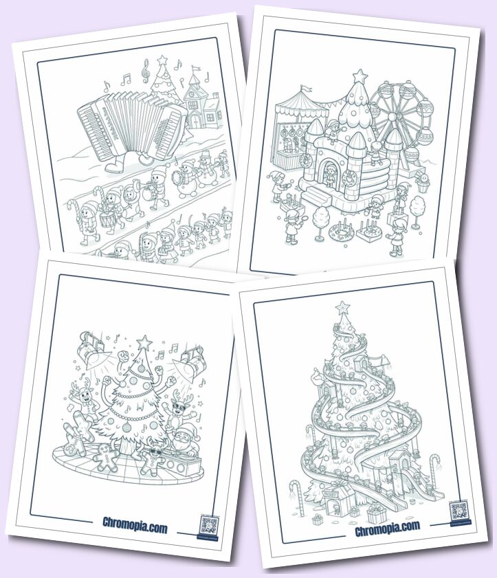 Cute, funny and Cartoon Christmas Tree coloring pages