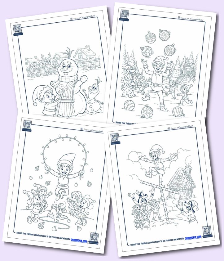 Cute, Funny, and Cartoon Elf Coloring Pages