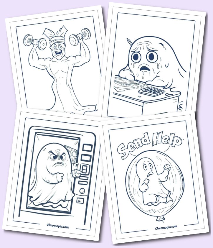 Cute, funny and cartoon Ghost coloring pages