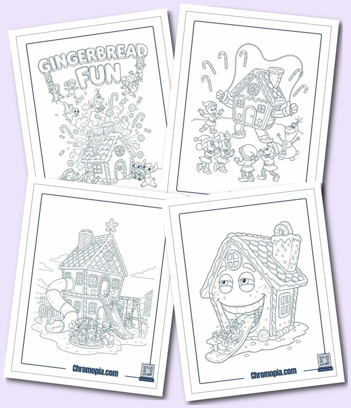 Cute, Funny and Cartoon Gingerbread House Coloring Pages
