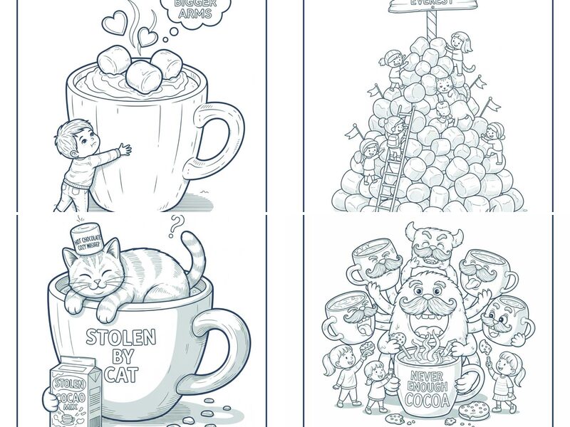 Cute, Funny and Cartoon Hot Chocolate Coloring Pages