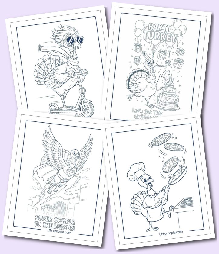 Cute, Funny, and Silly Turkey Coloring Pages for Kids