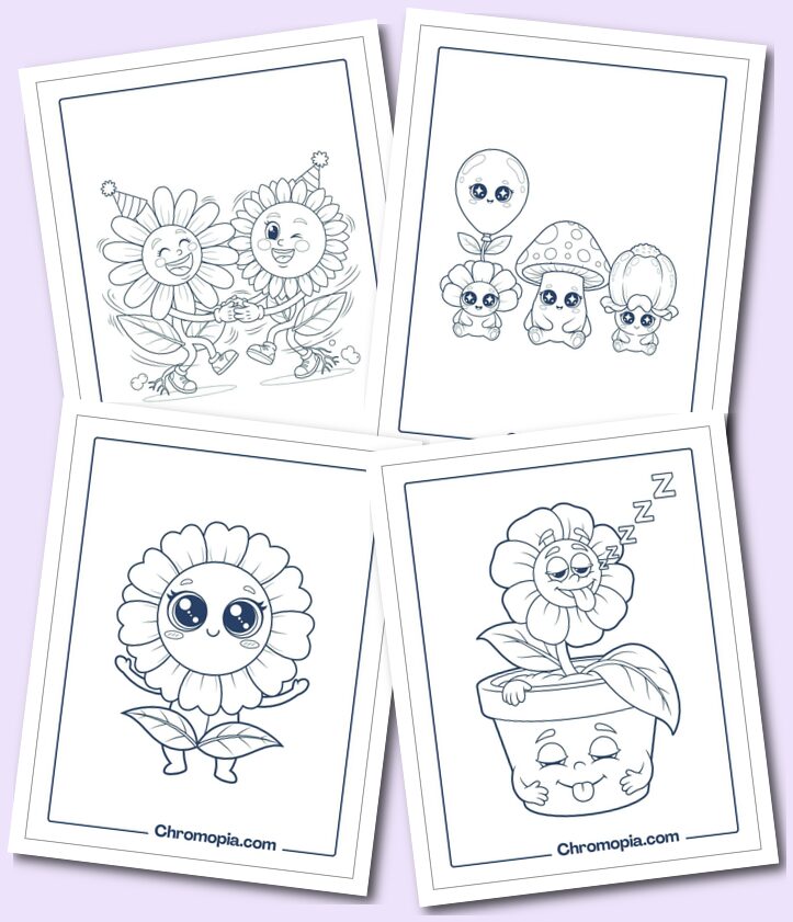 Cute, Funny, Cartoon Flowers For Kids & Early Teens