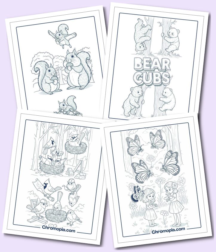 Cute, Funny, Cartoon Forest Animals Coloring Pages