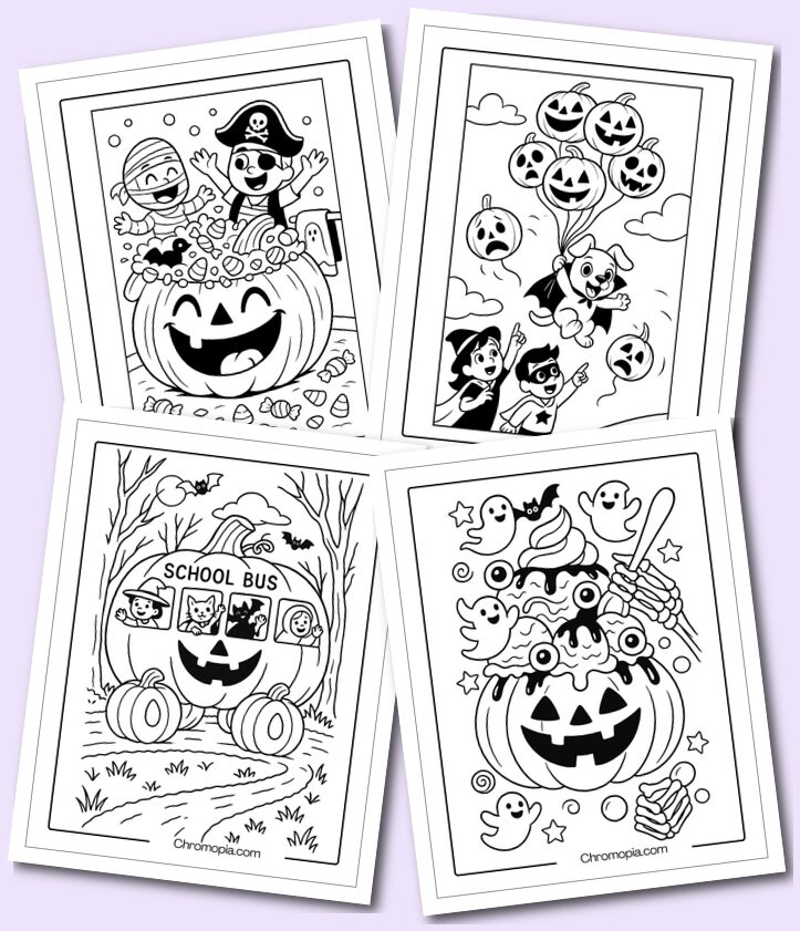 Cute, Funny Cartoon Jack-o_-Lantern Coloring Pages