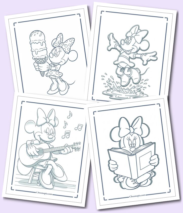 Cute & Funny Cartoon Minnie Mouse Coloring Pages