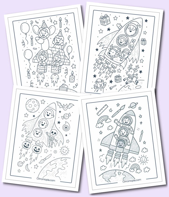 Cute Funny Cartoon Space Shuttle Coloring Pages