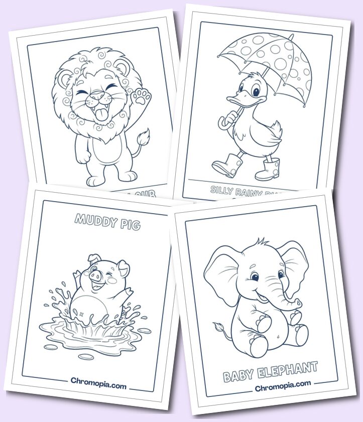 Cute, Funny, Cartoon-Style Animals Toddlers, Preschoolers, Kids