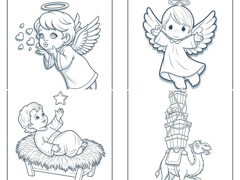 Cute, Funny, Cartoon Style Nativity coloring pages