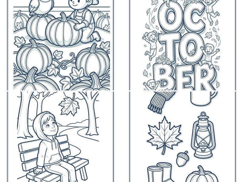 Cute October Coloring Pages for Kids
