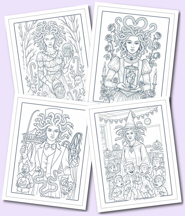 Dark Horror Holiday Medusa Coloring Pages