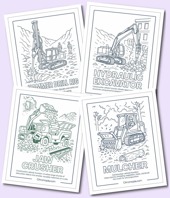 Demolition Equipment Construction Vehicle Coloring Pages