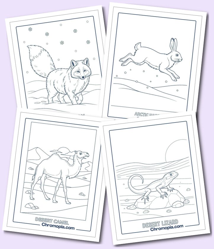 Desert & Arctic Animal Life Coloring pages
