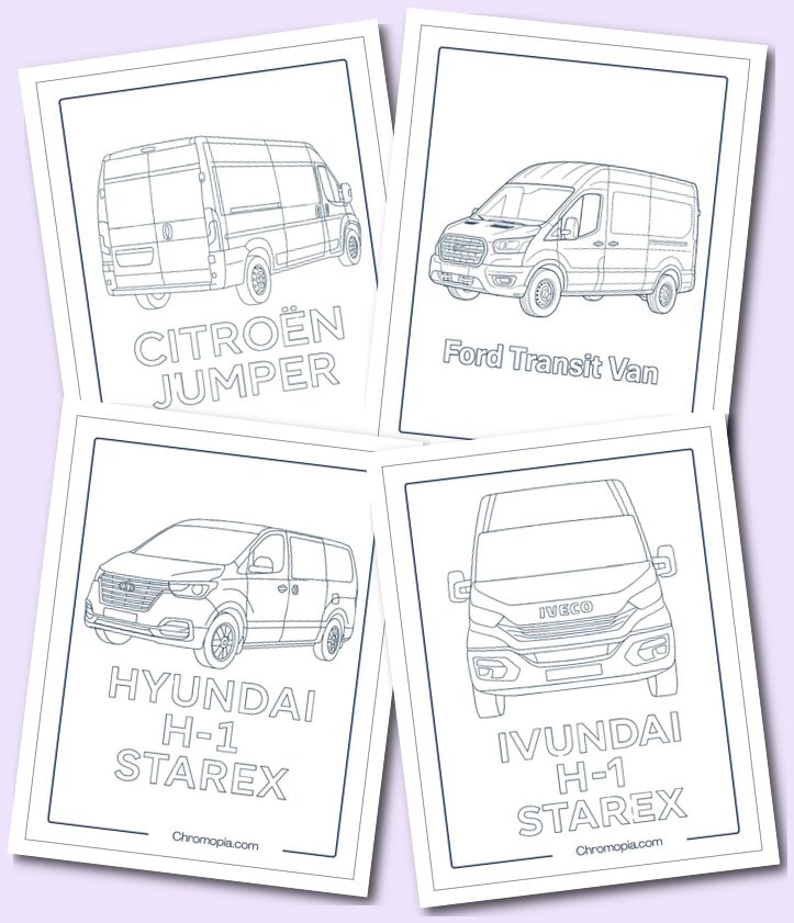 Different Brand Realistic Van Coloring Pages