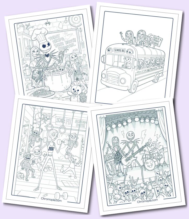 Different Professions Themed Nightmare Before Christmas Coloring Pages