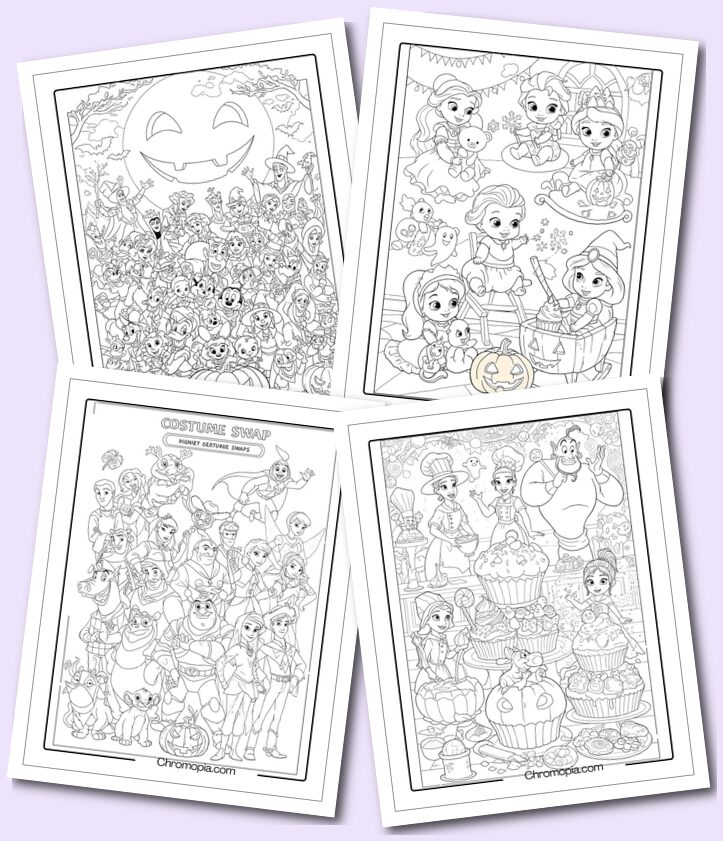 Disney Characters Halloween Coloring Pages