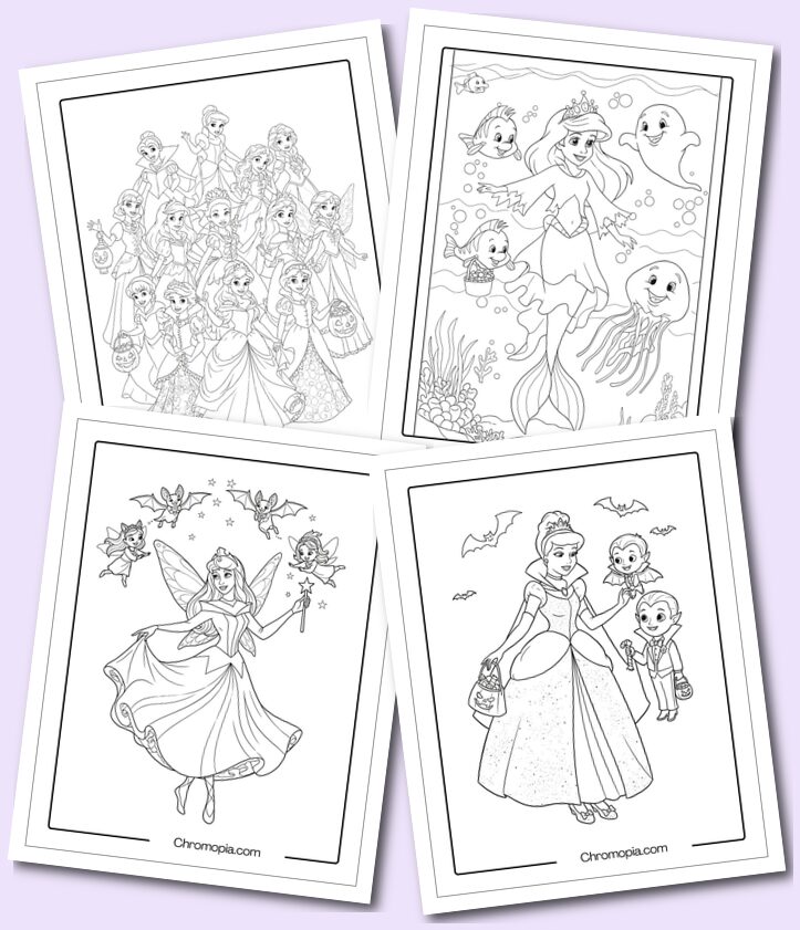 Disney Princess Halloween Coloring Pages