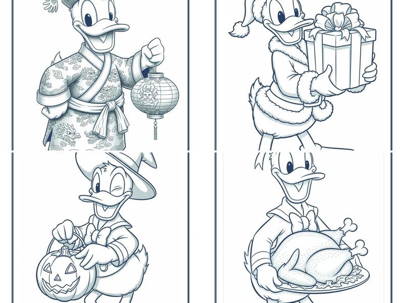 Donald Duck Holiday & Celebrations Themed Coloring Pages