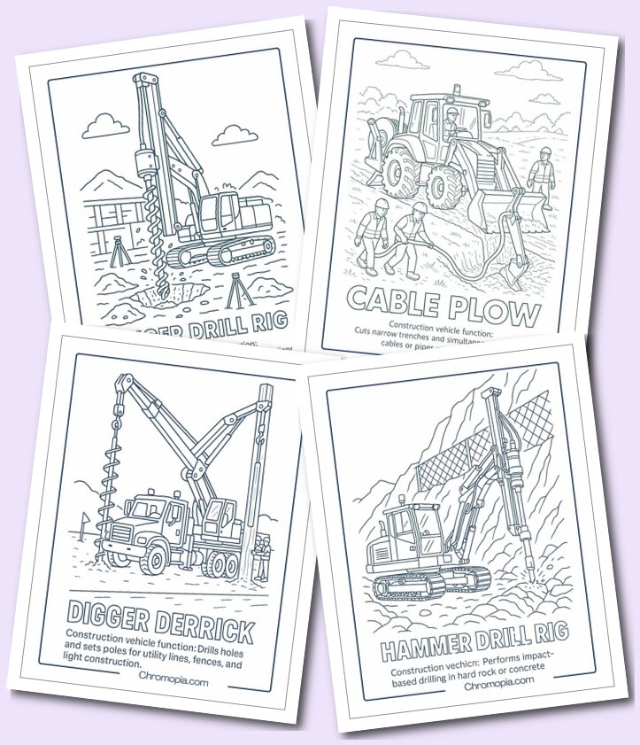 Drilling & Foundation Equipment Construction Vehicle Coloring Pages