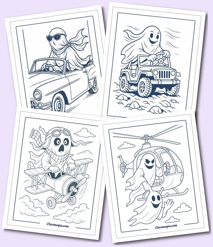 Driving Ghosts Coloring pages